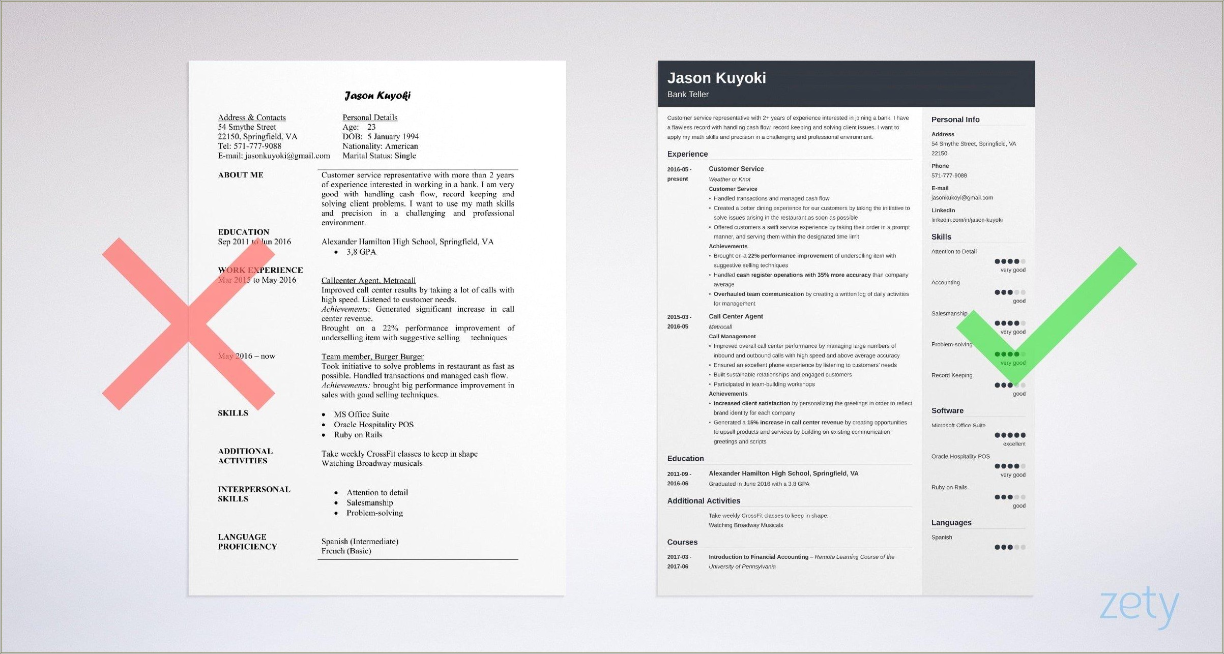 Resume Objective For Bank Teller Job