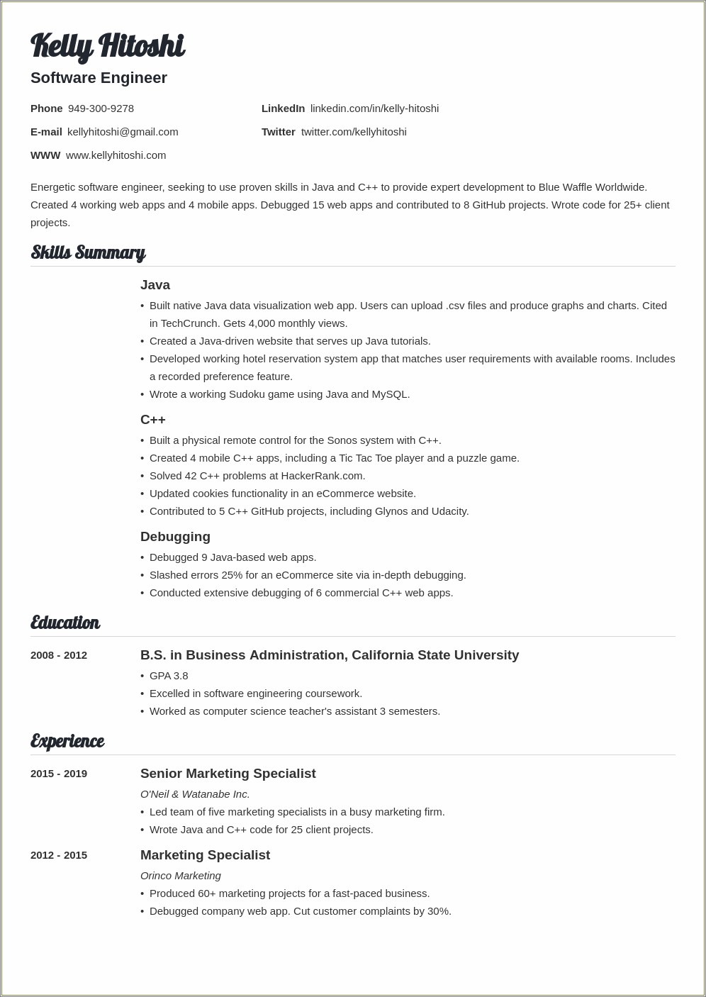 Resume Objective For Career Change Expample