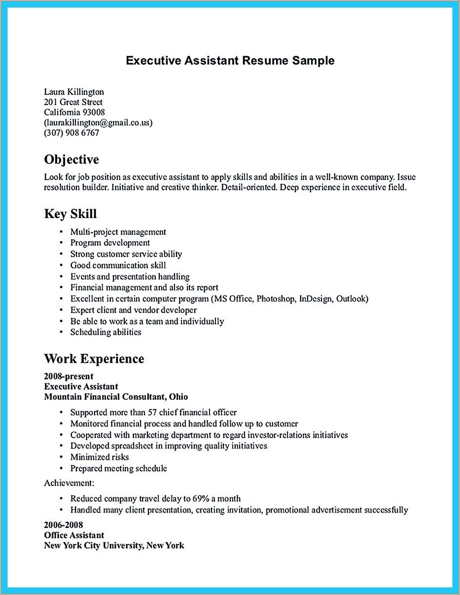 Resume Objective For Computer Consultant Position