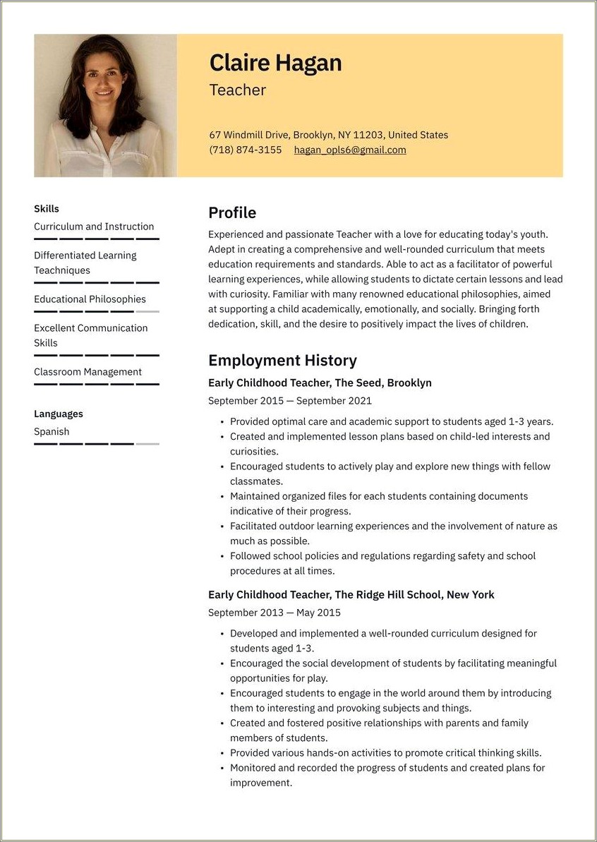 Resume Objective For Early Childhood Education Position