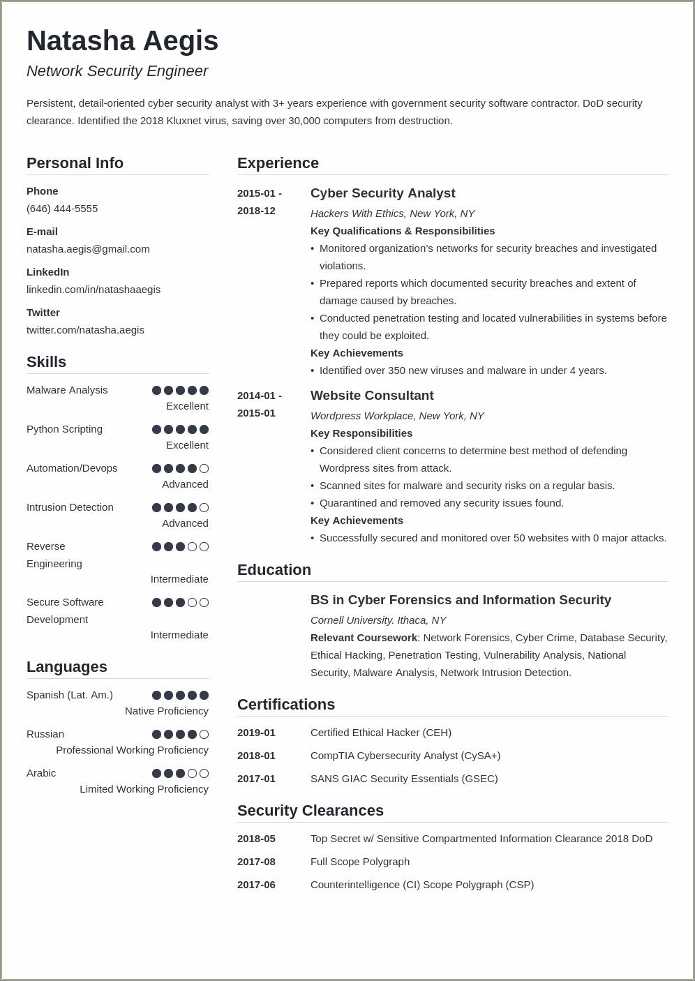 Resume Objective For Entry Level Cyber Security