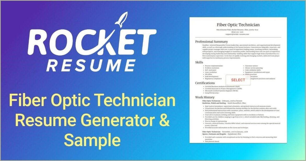 Resume Objective For Entry Level Fiber Optic