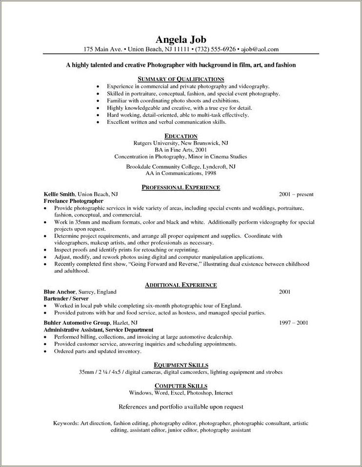 Resume Objective For Entry Level Food Service