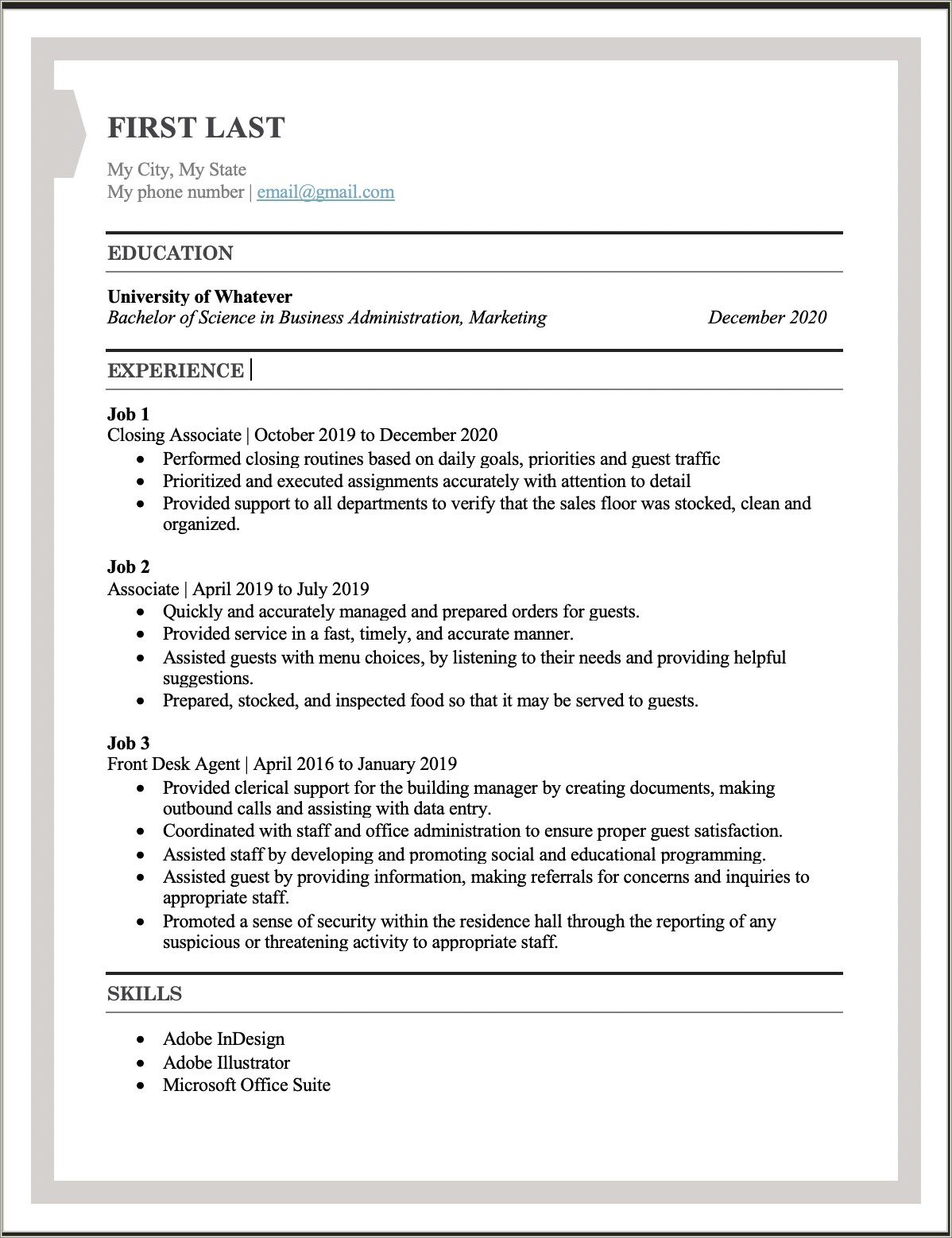 Resume Objective For Entry Level Marketing Position