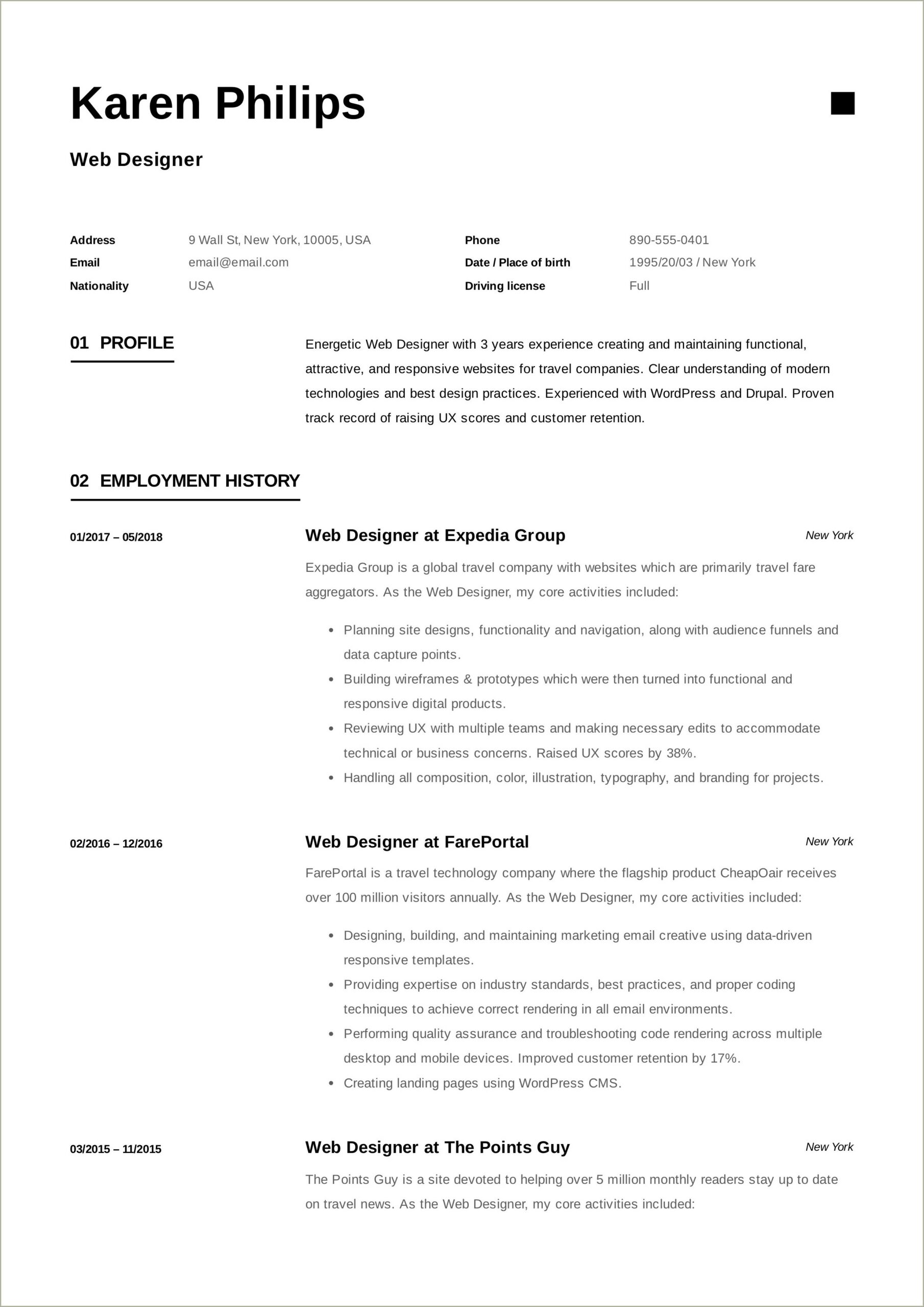 Resume Objective For Fresher Web Designer