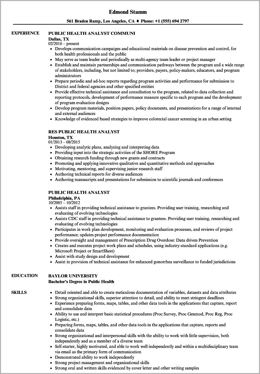 Resume Objective For Getting Into Mph Program