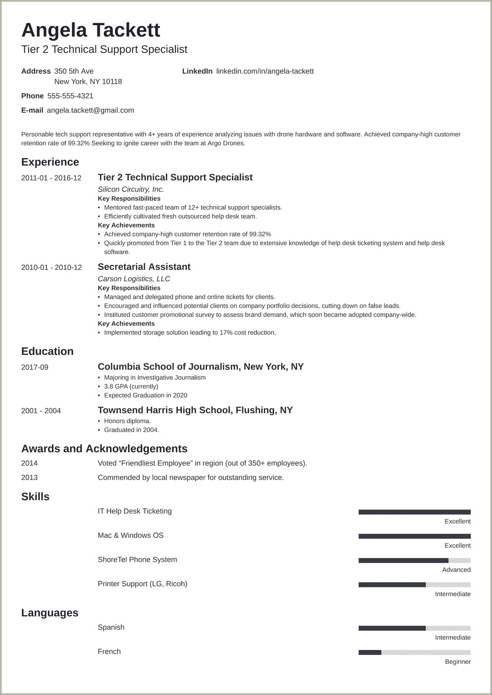 Resume Objective For Help Desk Analyst