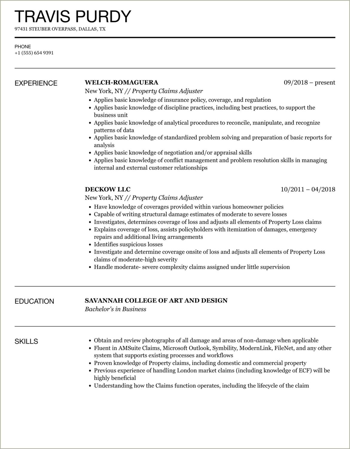 Resume Objective For Insurance Claims Adjuster