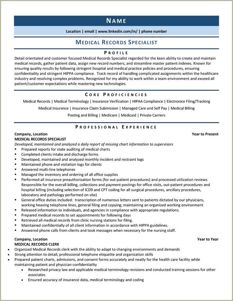 Resume Objective For Insurance Verification Specialist