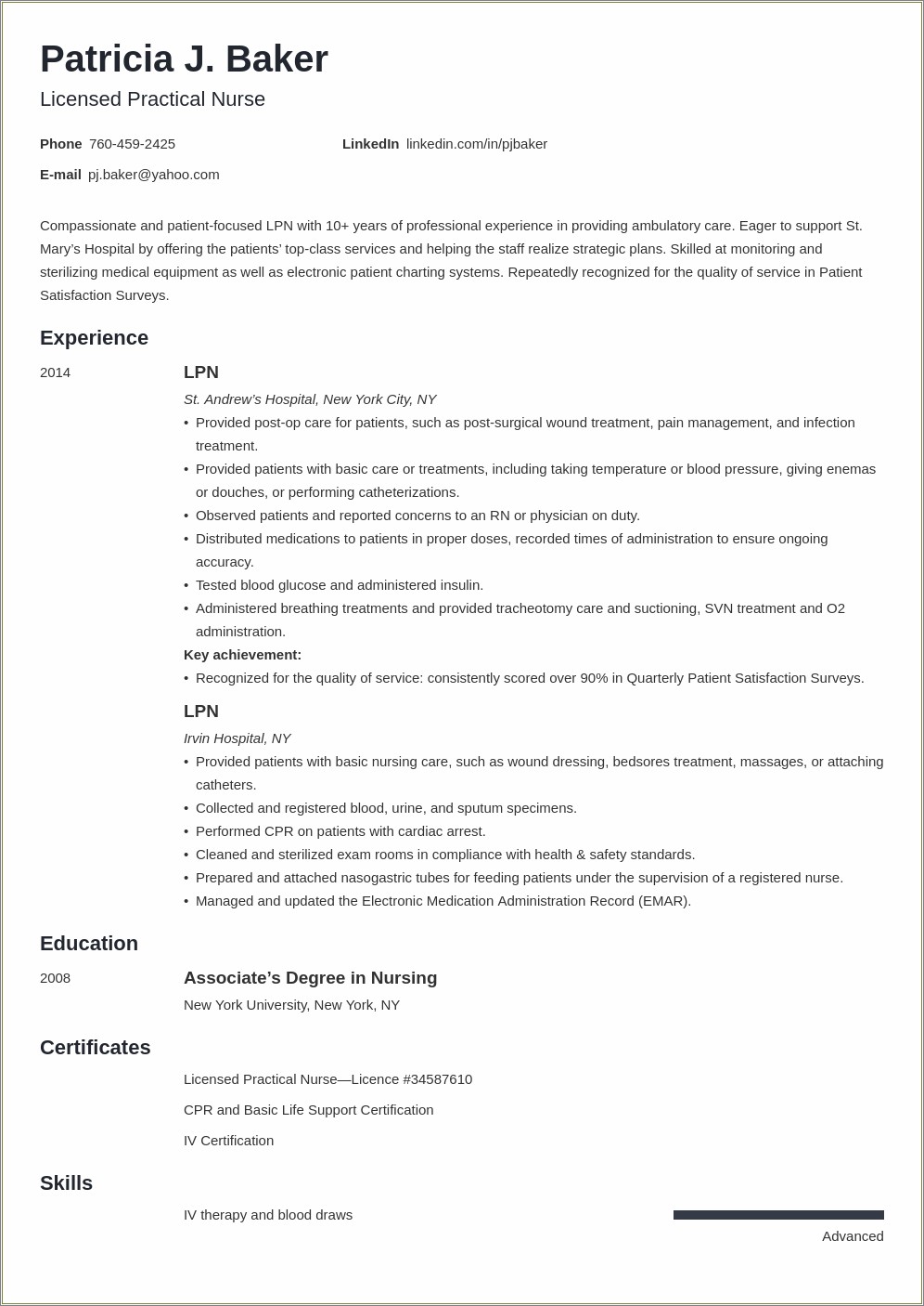 Resume Objective For Lpn To Rn