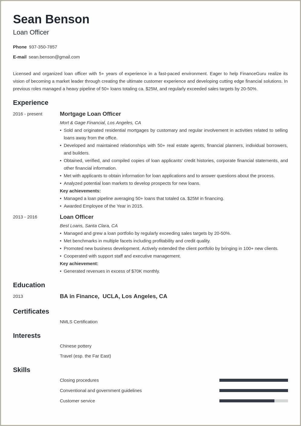Resume Objective For Mortgage Underwriter Position