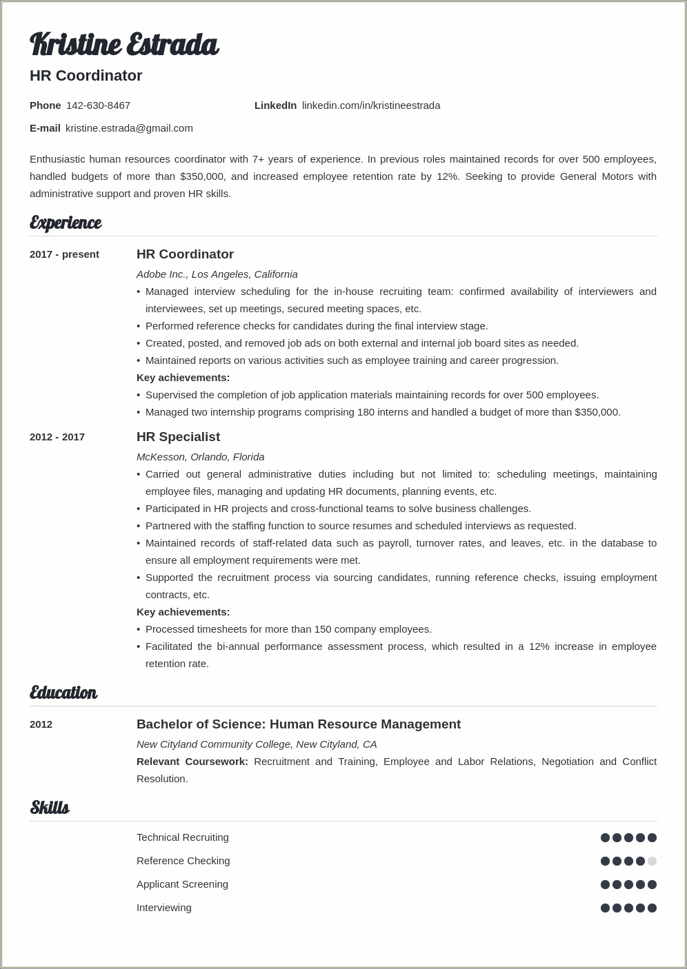 Resume Objective For New Recruiter Coordinator Resume