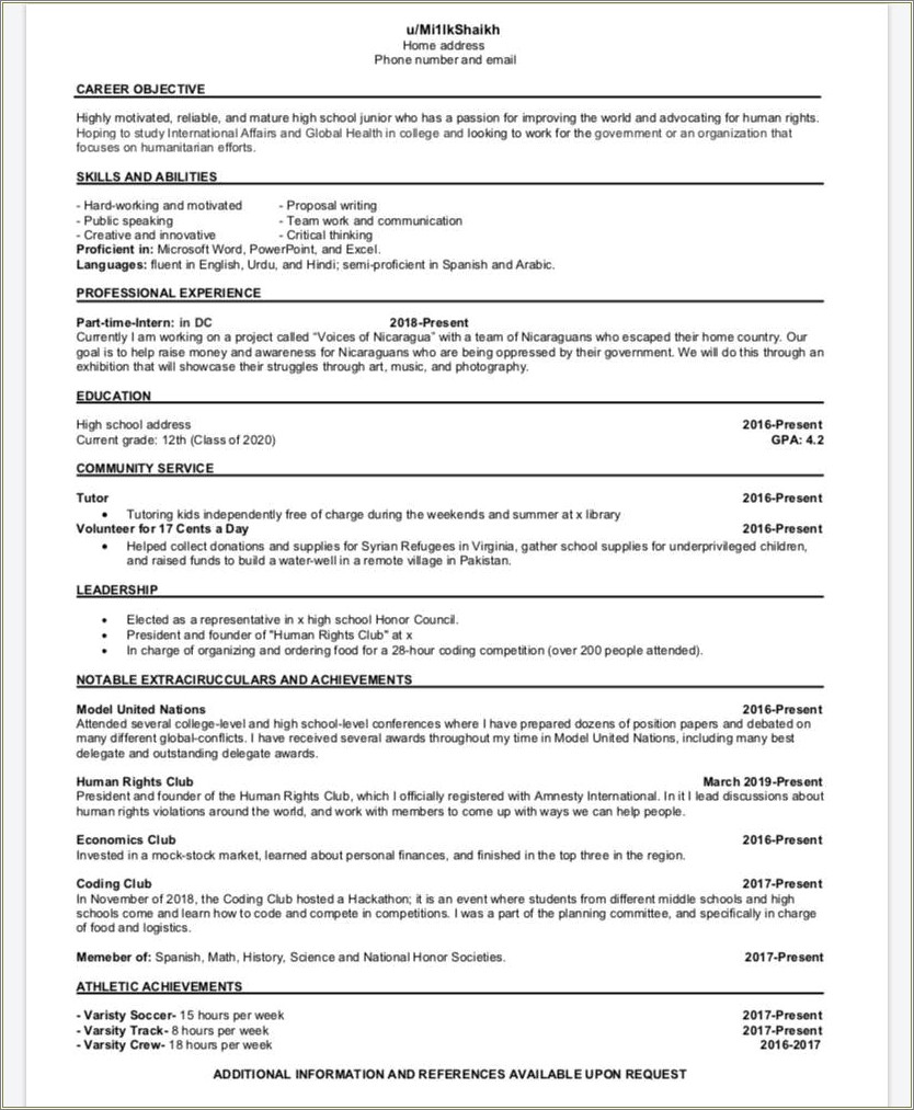 Resume Objective For Part Time Work