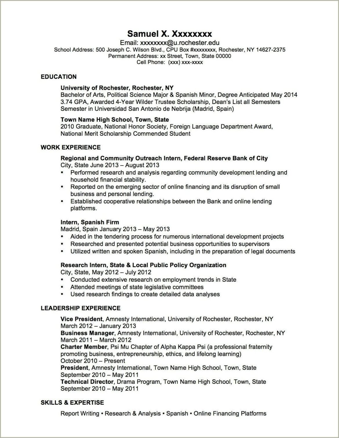 Resume Objective For Political Science Graduate