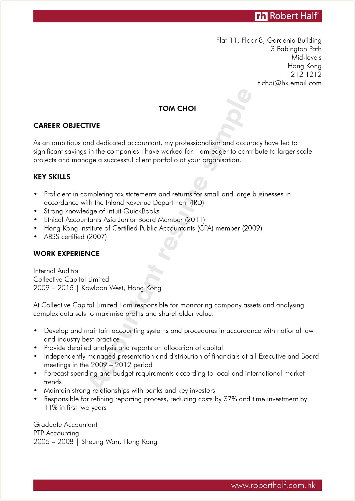 Resume Objective For Recent Accounting Graduate