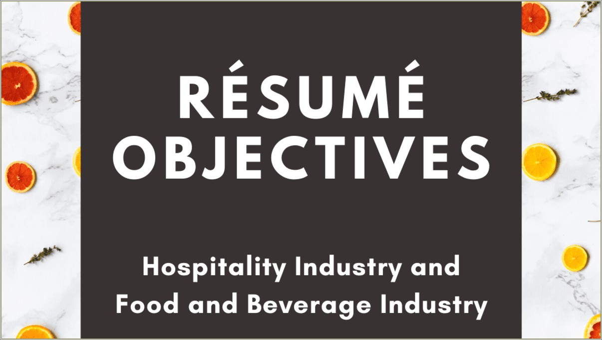 Resume Objective For Restaurant Management Position