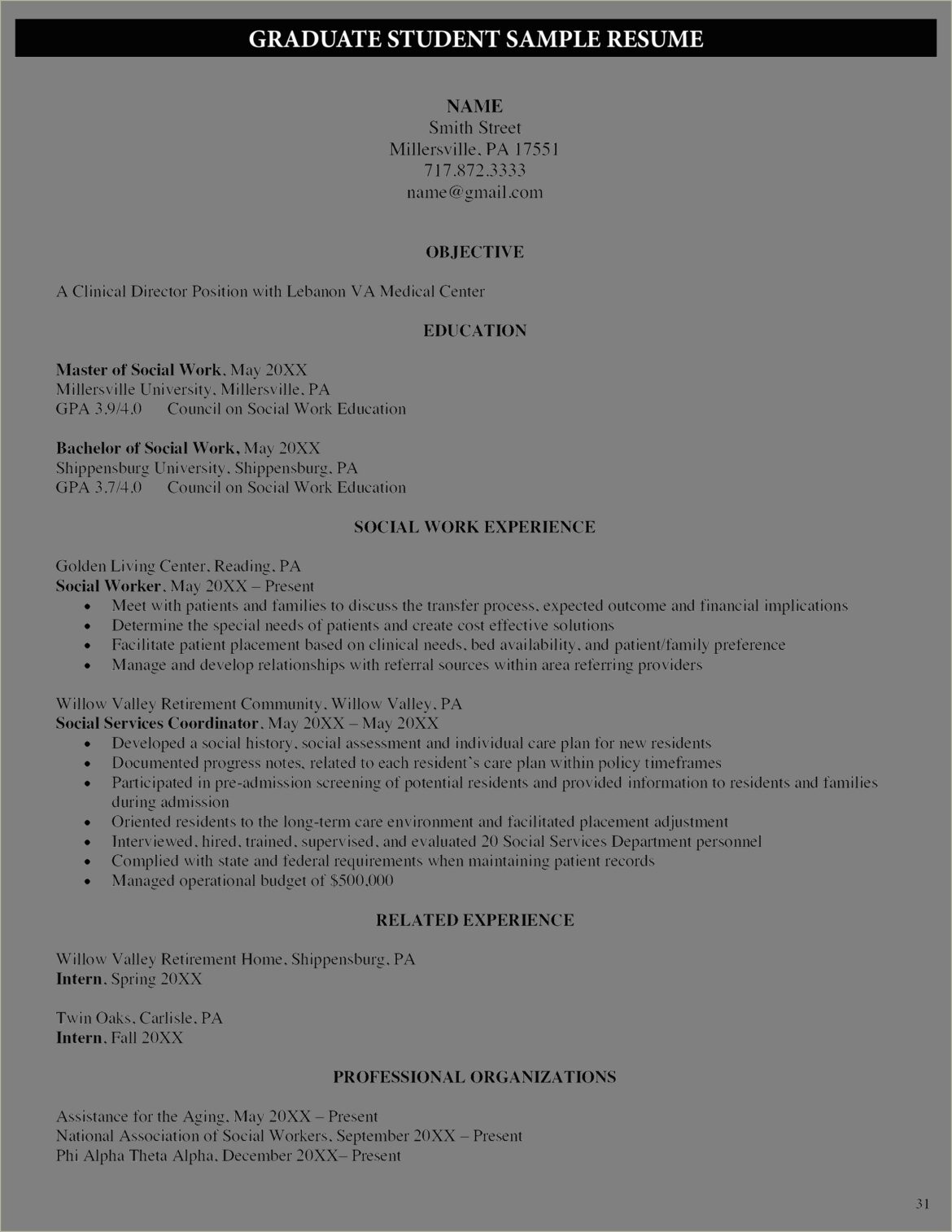 Resume Objective For Social Service Worker