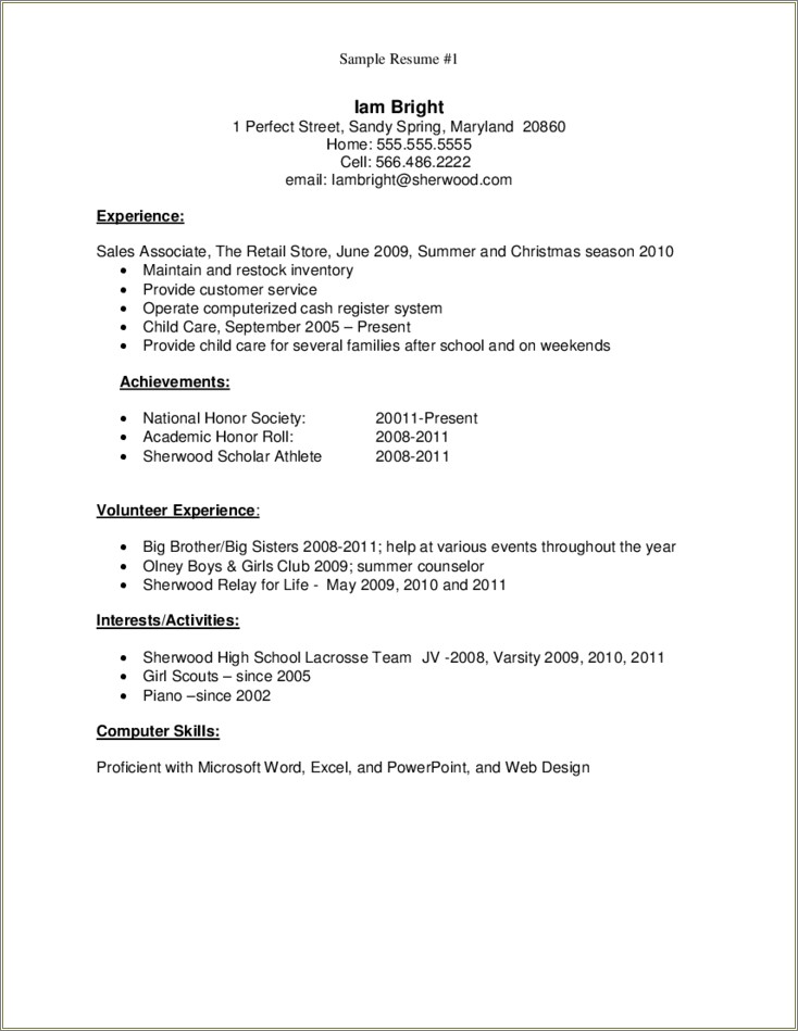 Resume Objective For Someone With Only Retail Experience