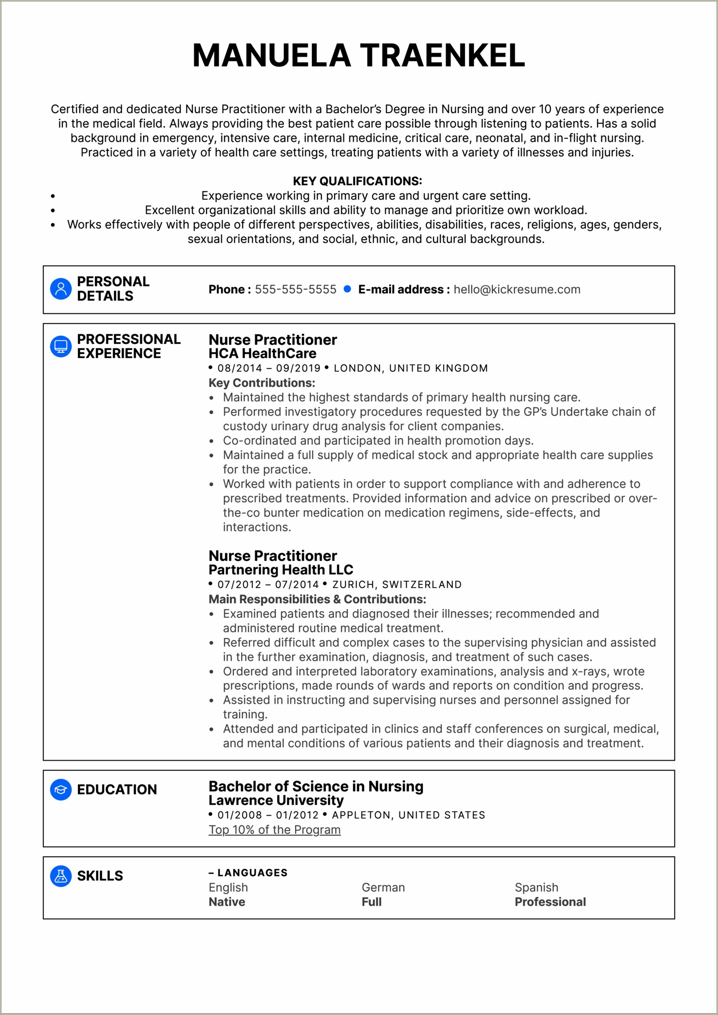 Resume Objective For Sub Acute Care Np