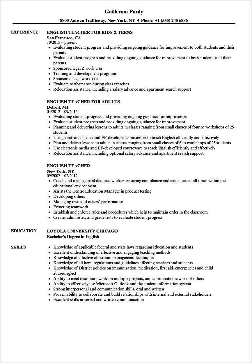 Resume Objective For Teacher And Coach
