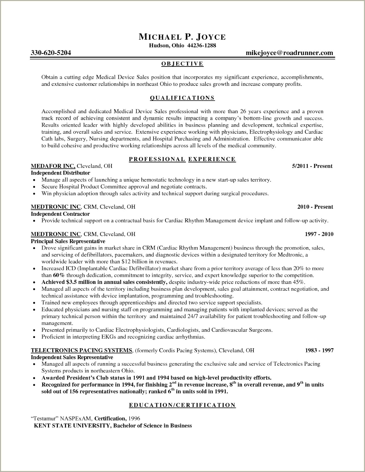 Resume Objective For Territory Sales Manager