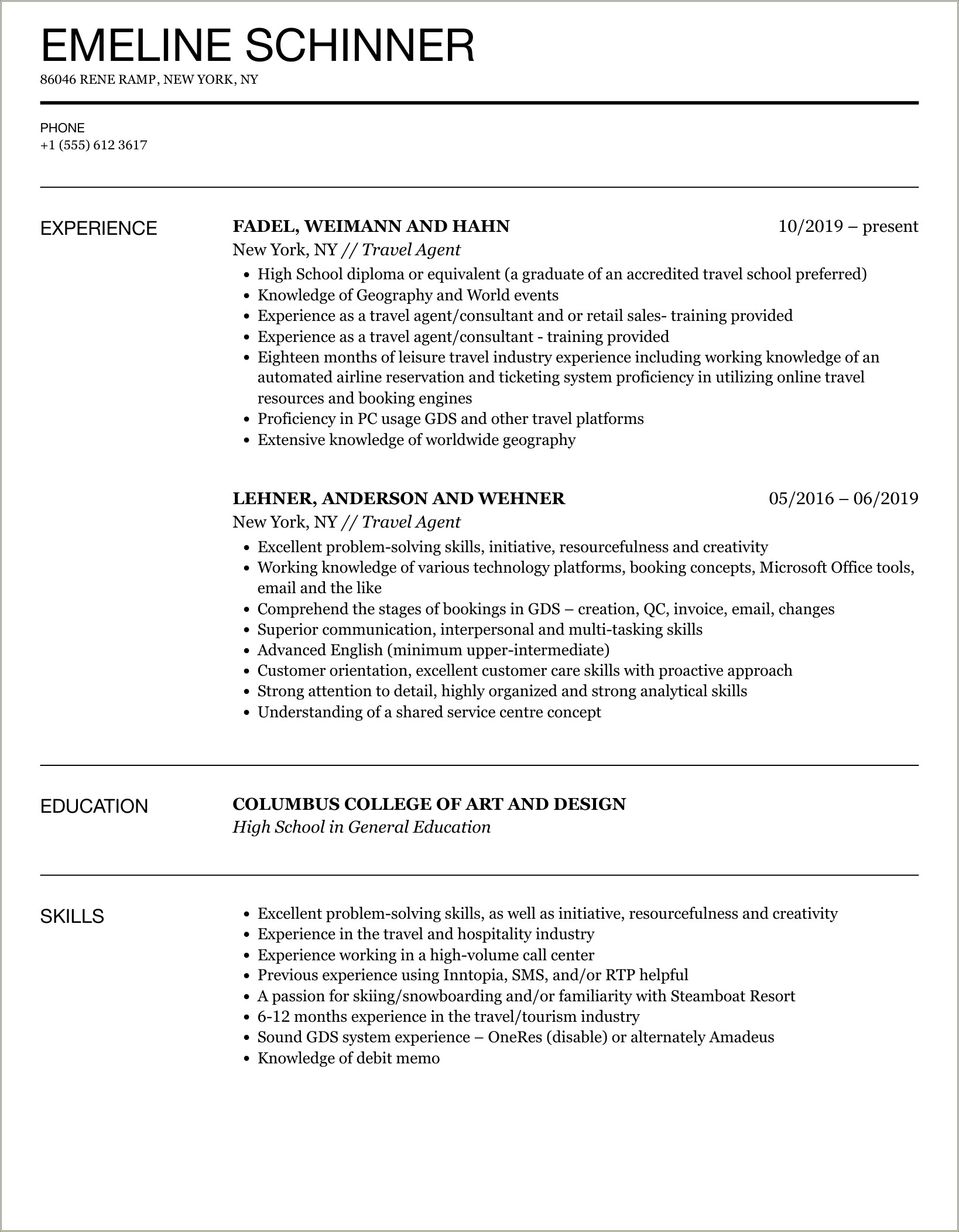 Resume Objective For Work And Travel
