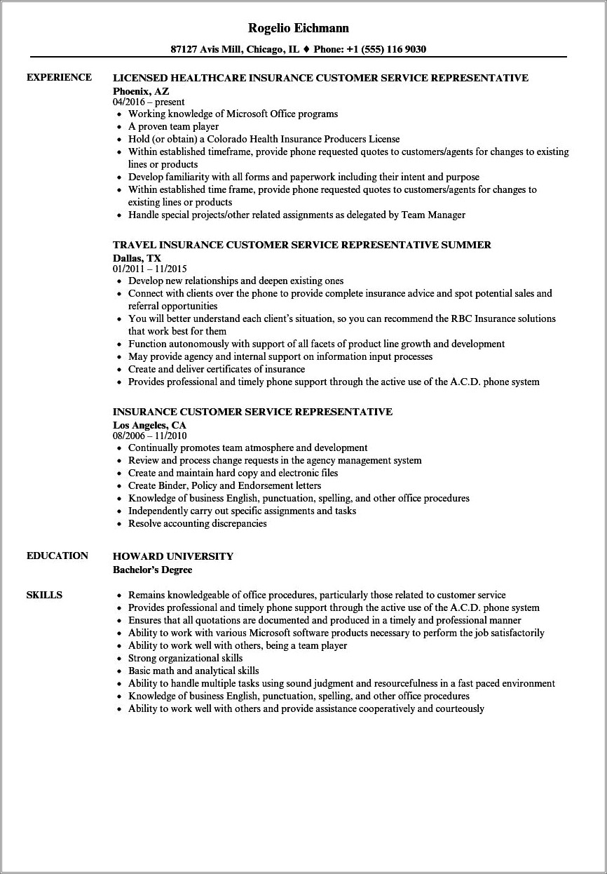 Resume Objective Ideas For Customer Service