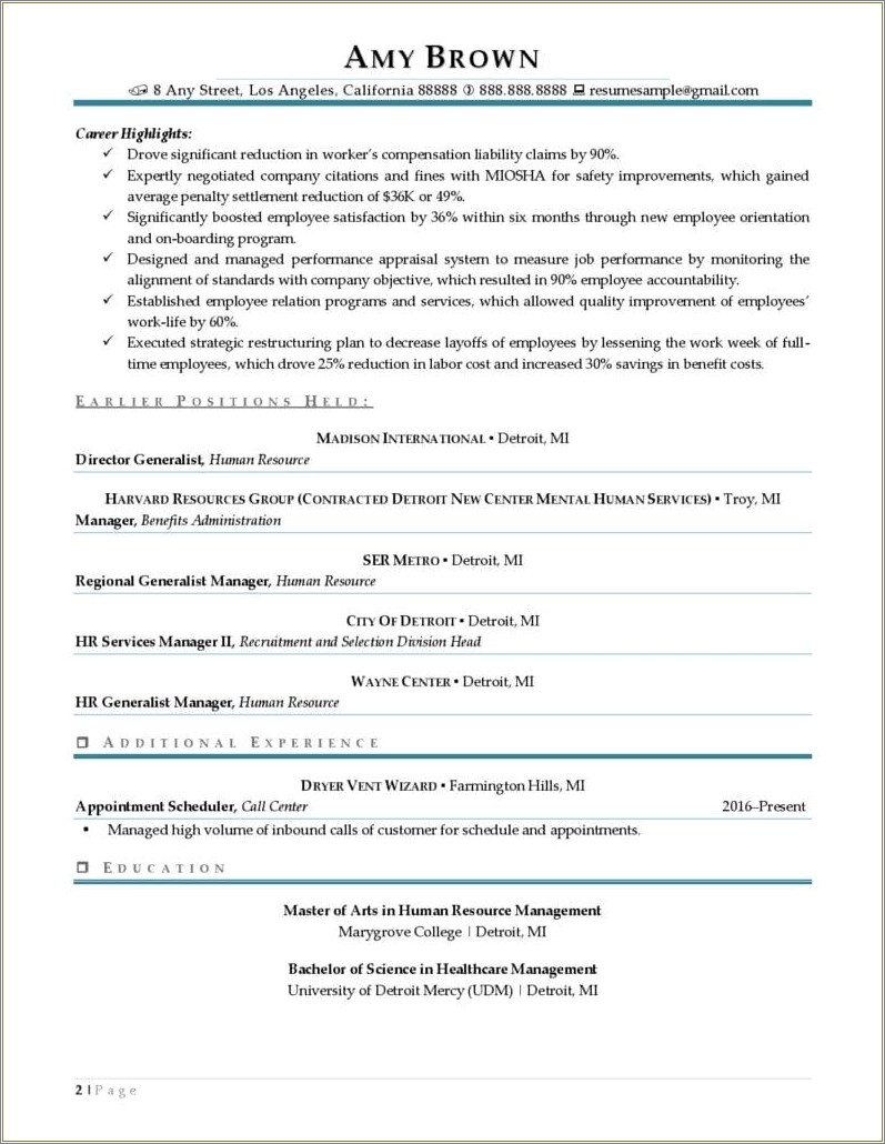 Resume Objective Samples For Human Resources