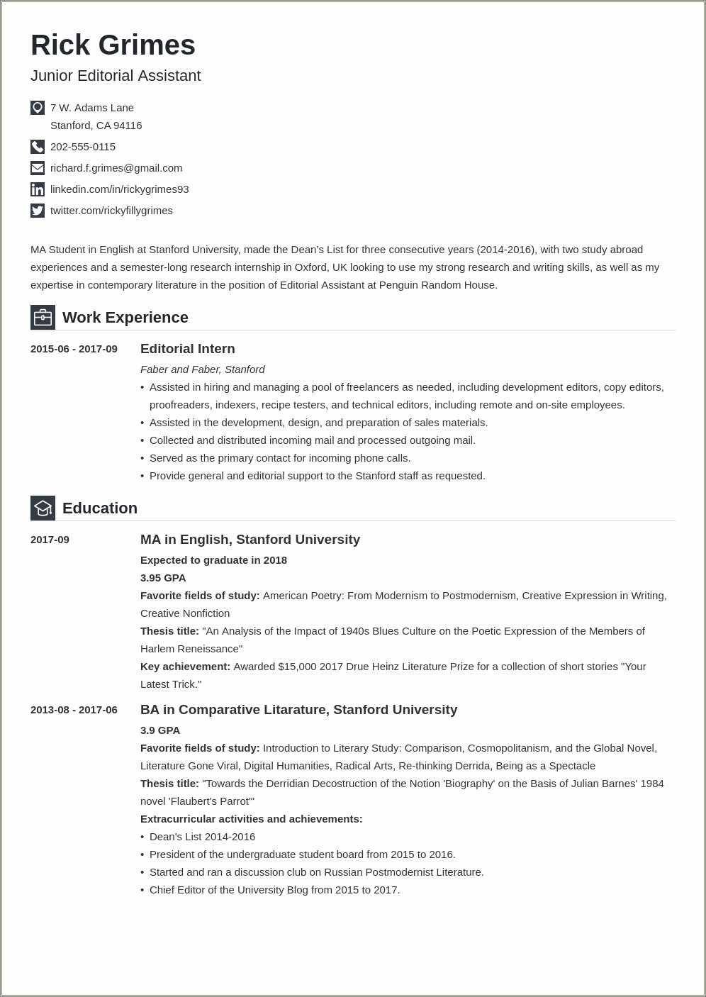 Resume Objective Statement Entry Level Development