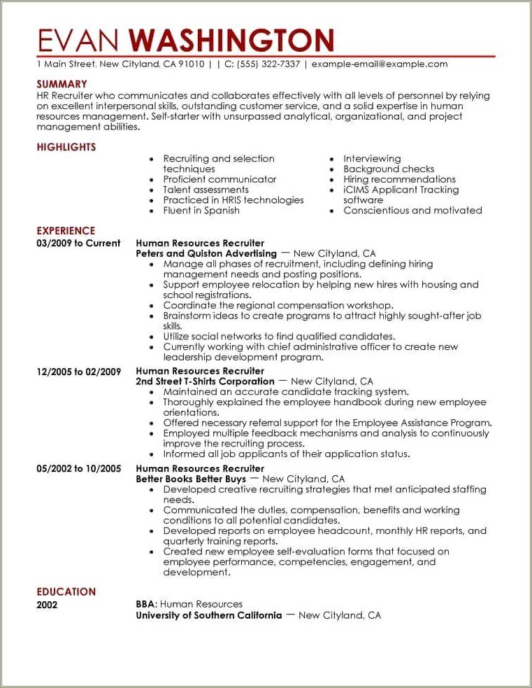 Resume Objective Statement Entry Level Human Resources