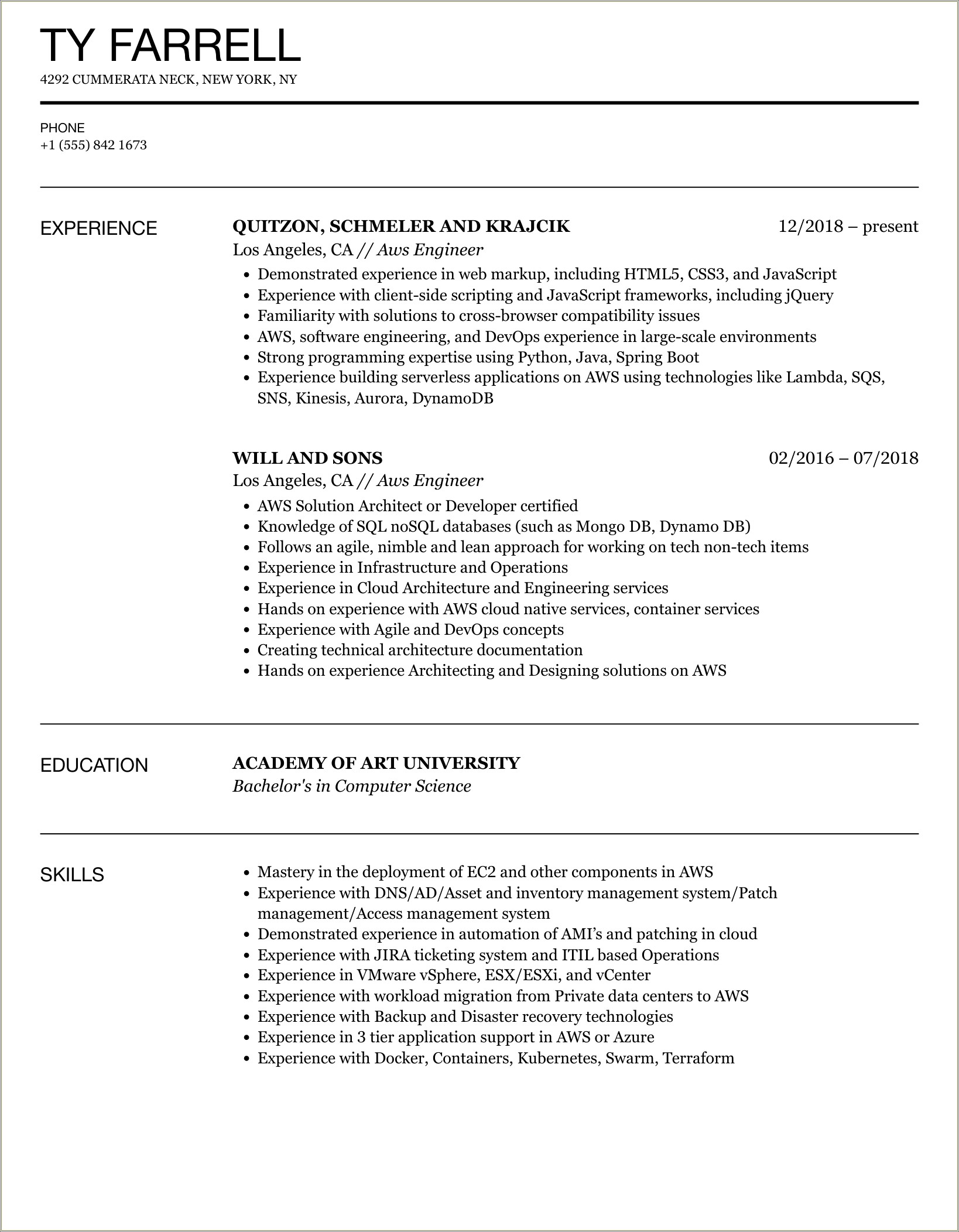 Resume Objective Statement Examples Aws Engineer