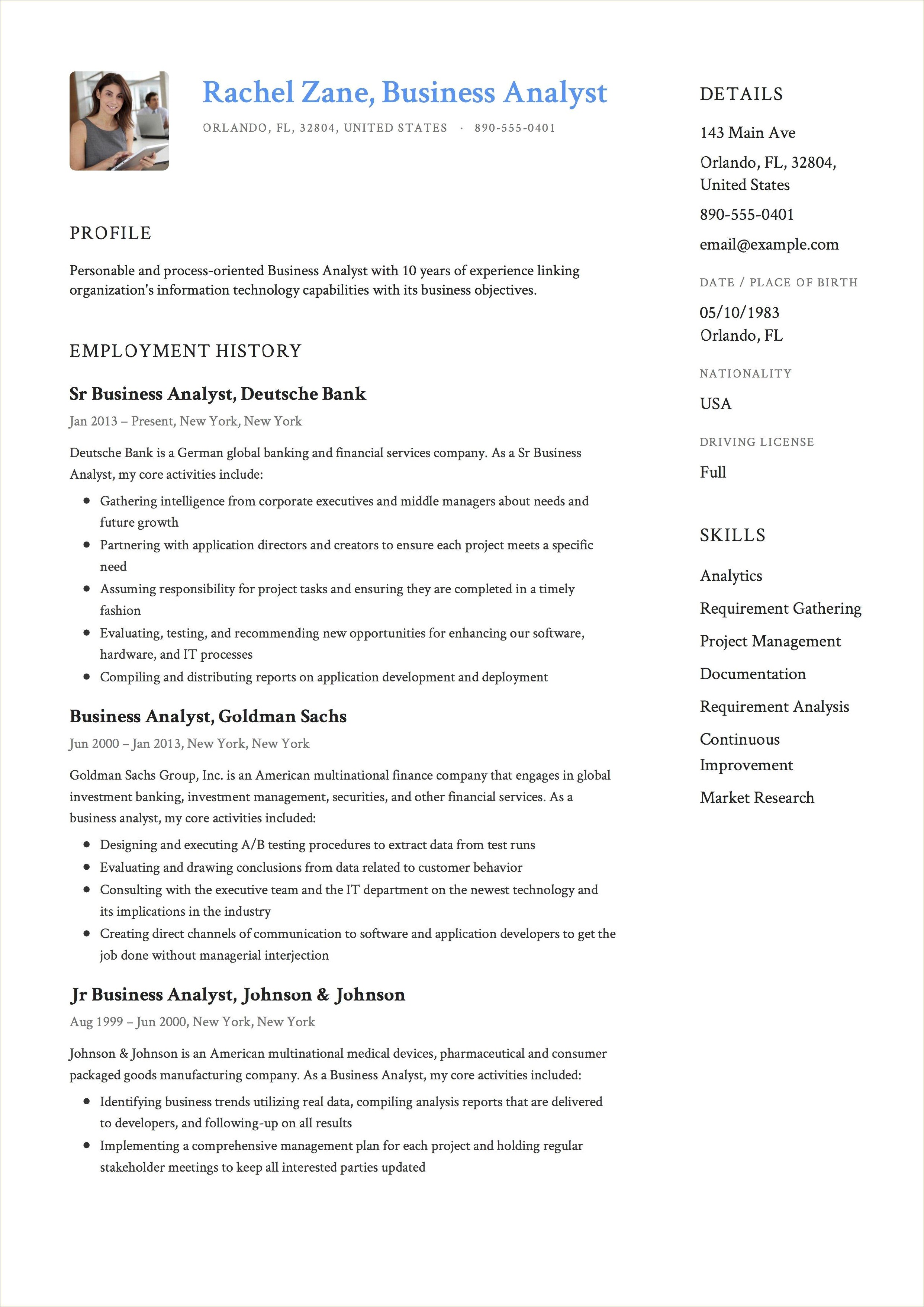 Resume Objective Statement For Business Analyst