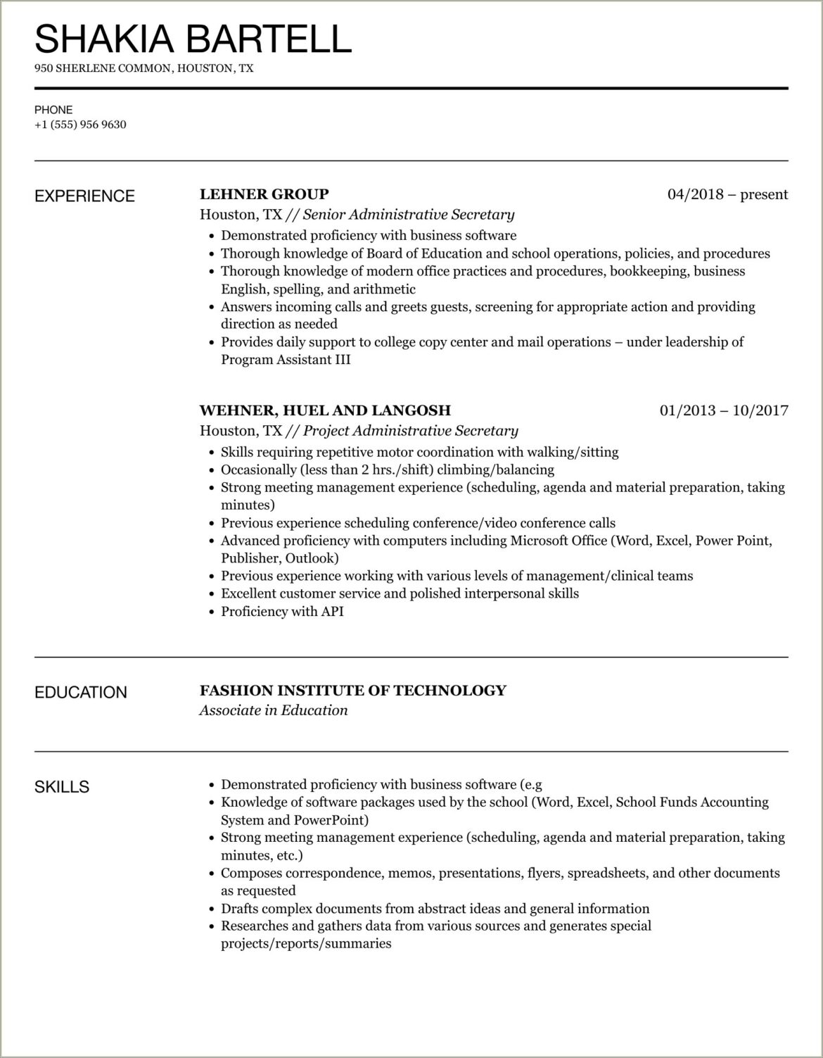 Resume Objective Statement For School Secretary