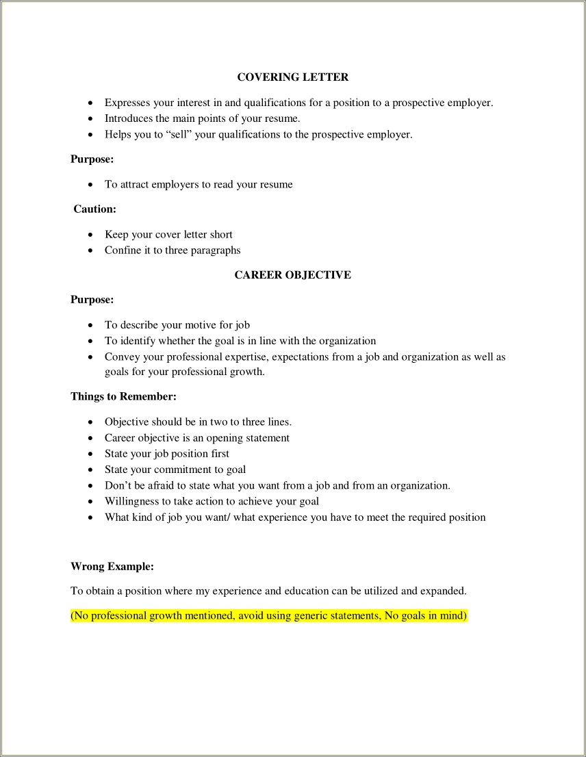 Resume Objective Statement For State Jobs