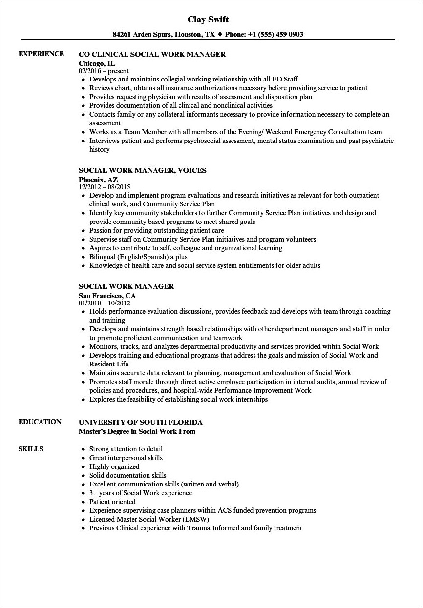 Resume Objective Statements For Social Work