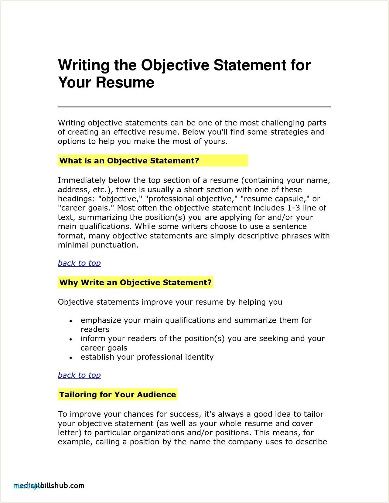 Resume Objective Statements On Finding Forever Career