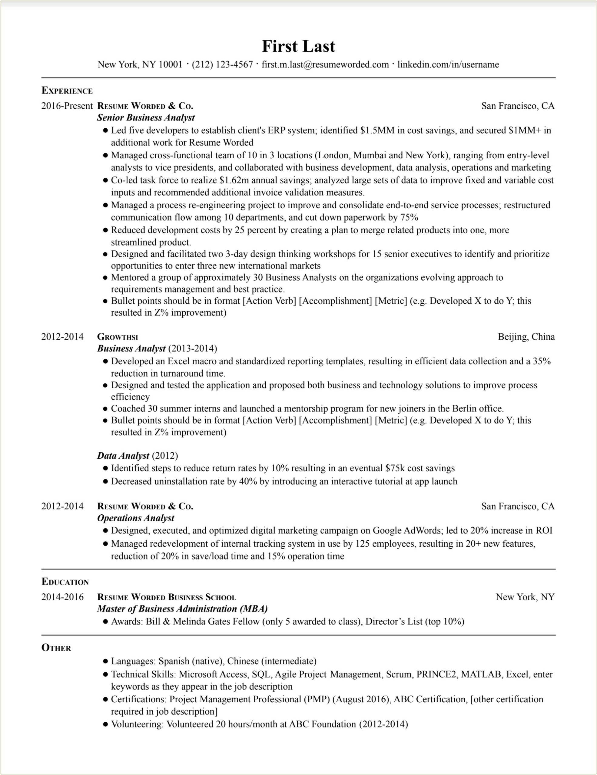 Resume Objective To Work For Google