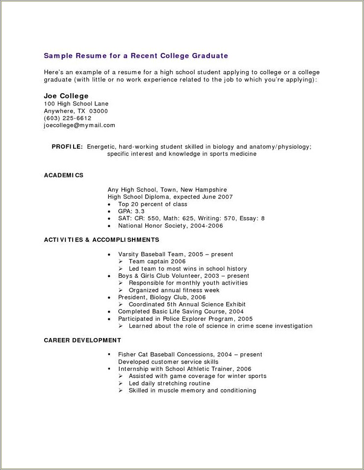 Resume Objective With Little Experience Sample