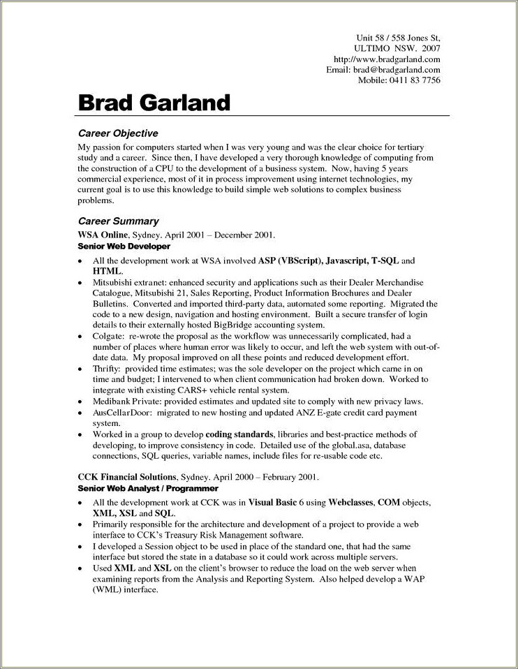 Resume Objectives And Desired Goals Examples