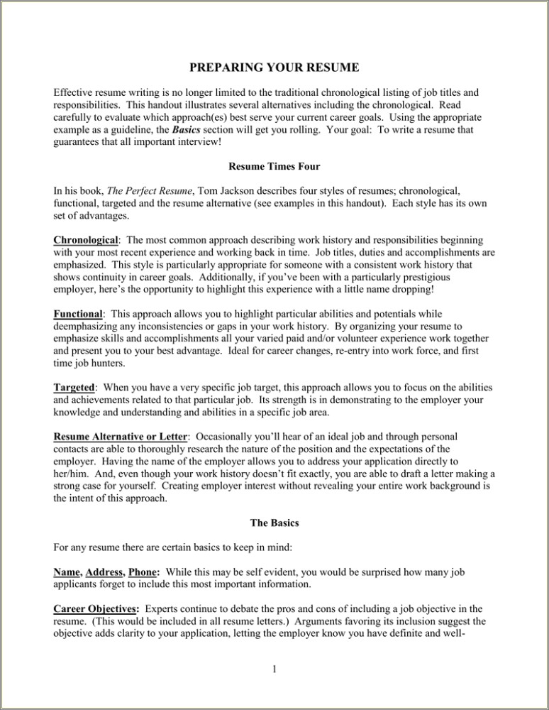 Resume Objectives For A First Time Job
