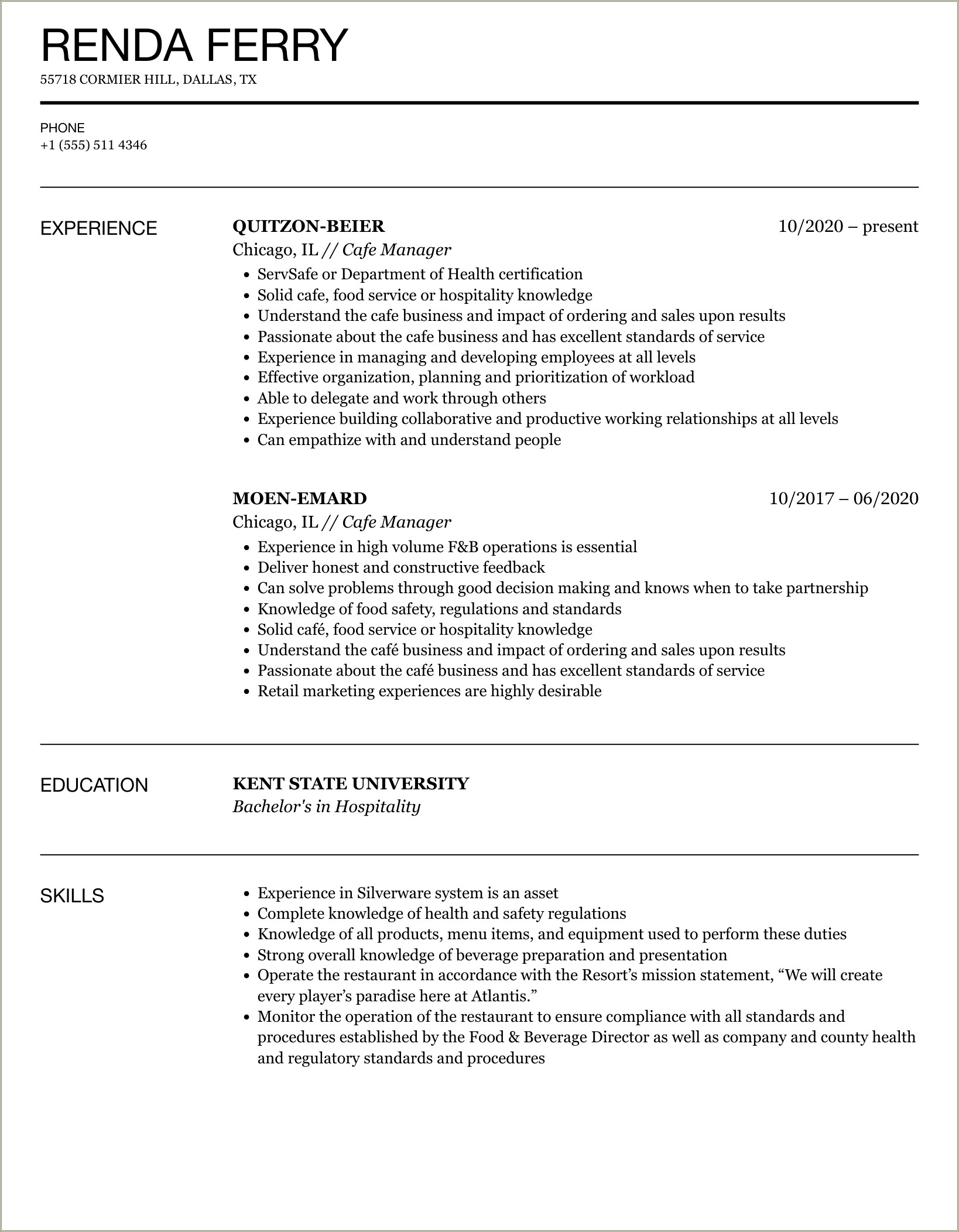 Resume Objectives For Barnes N Novle