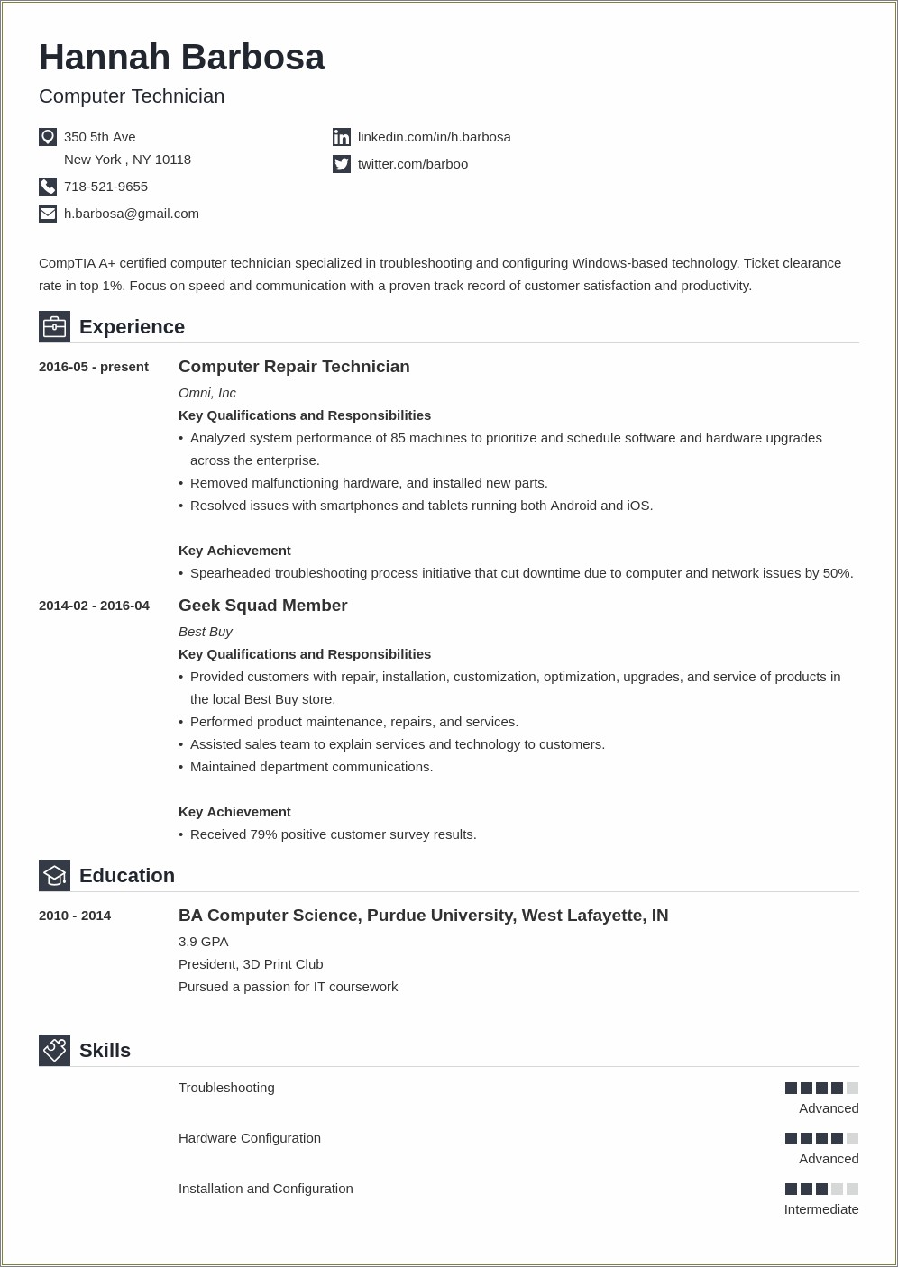 Resume Objectives For Computer Support Specialist