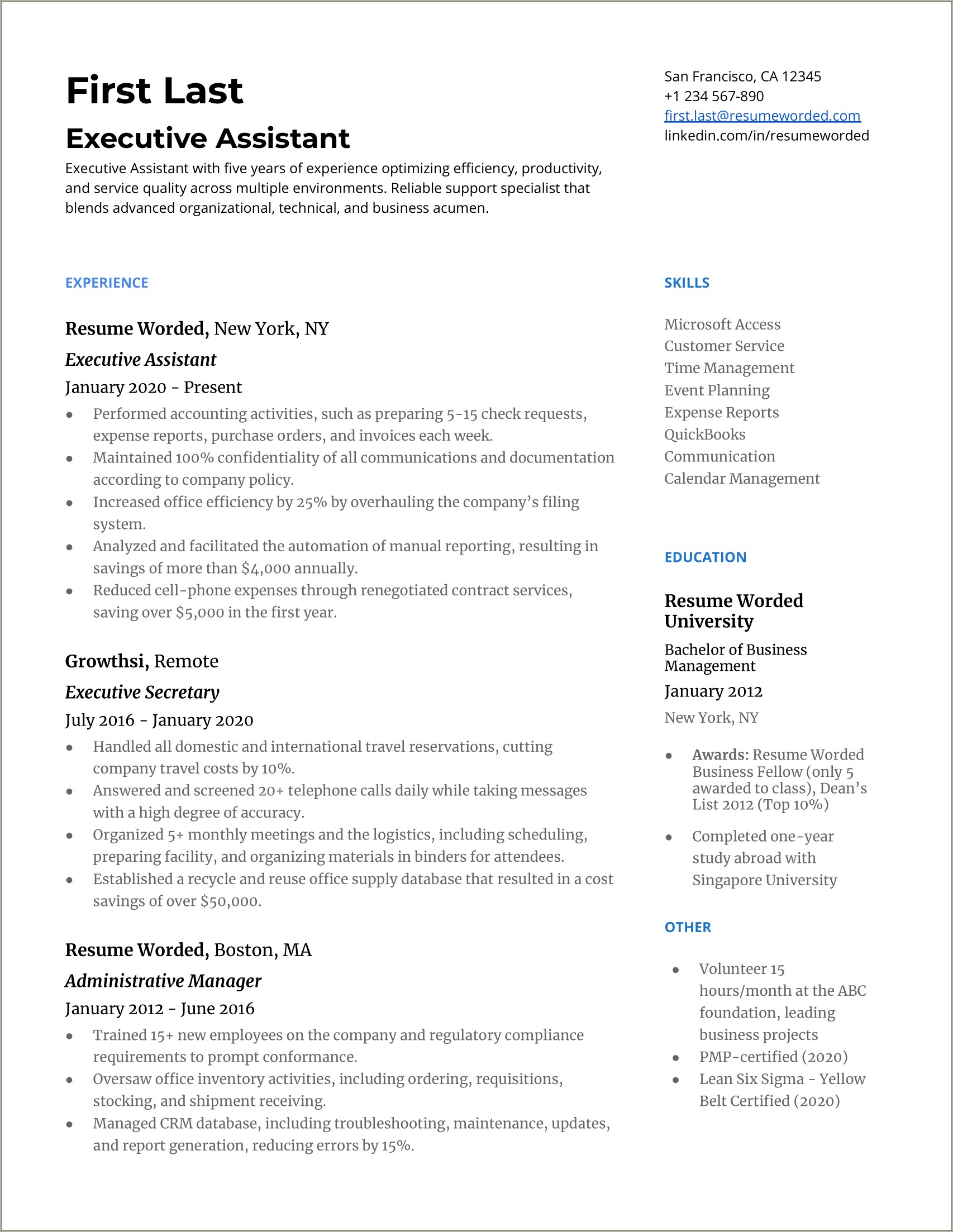 Resume Objectives For Executive Administrative Assistant