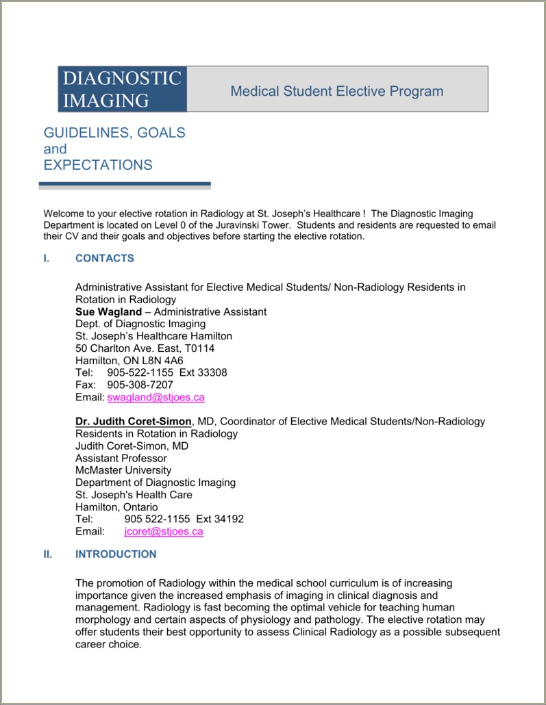 Resume Objectives For Healthcare Diagnostic Imaging