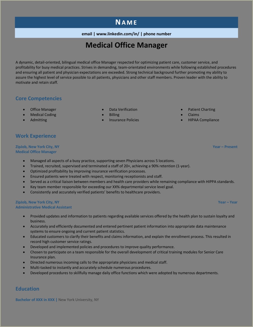 Resume Objectives For Medical Office Manager