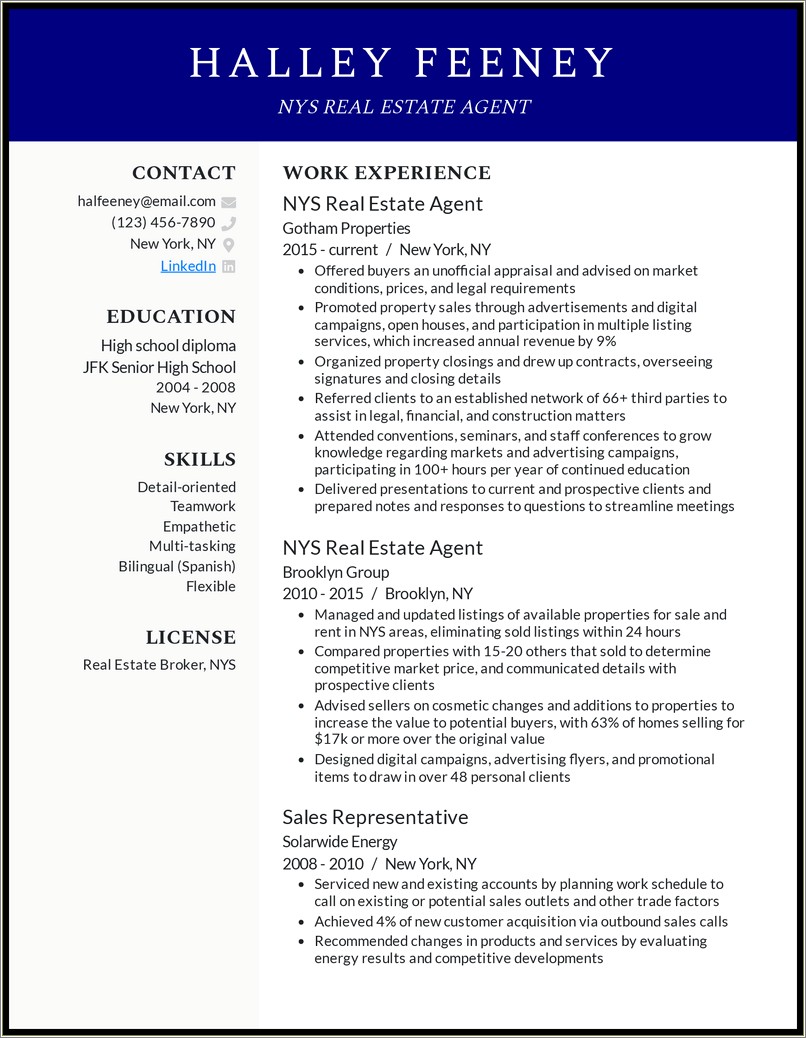 Resume Objectives For Real Estate Positions