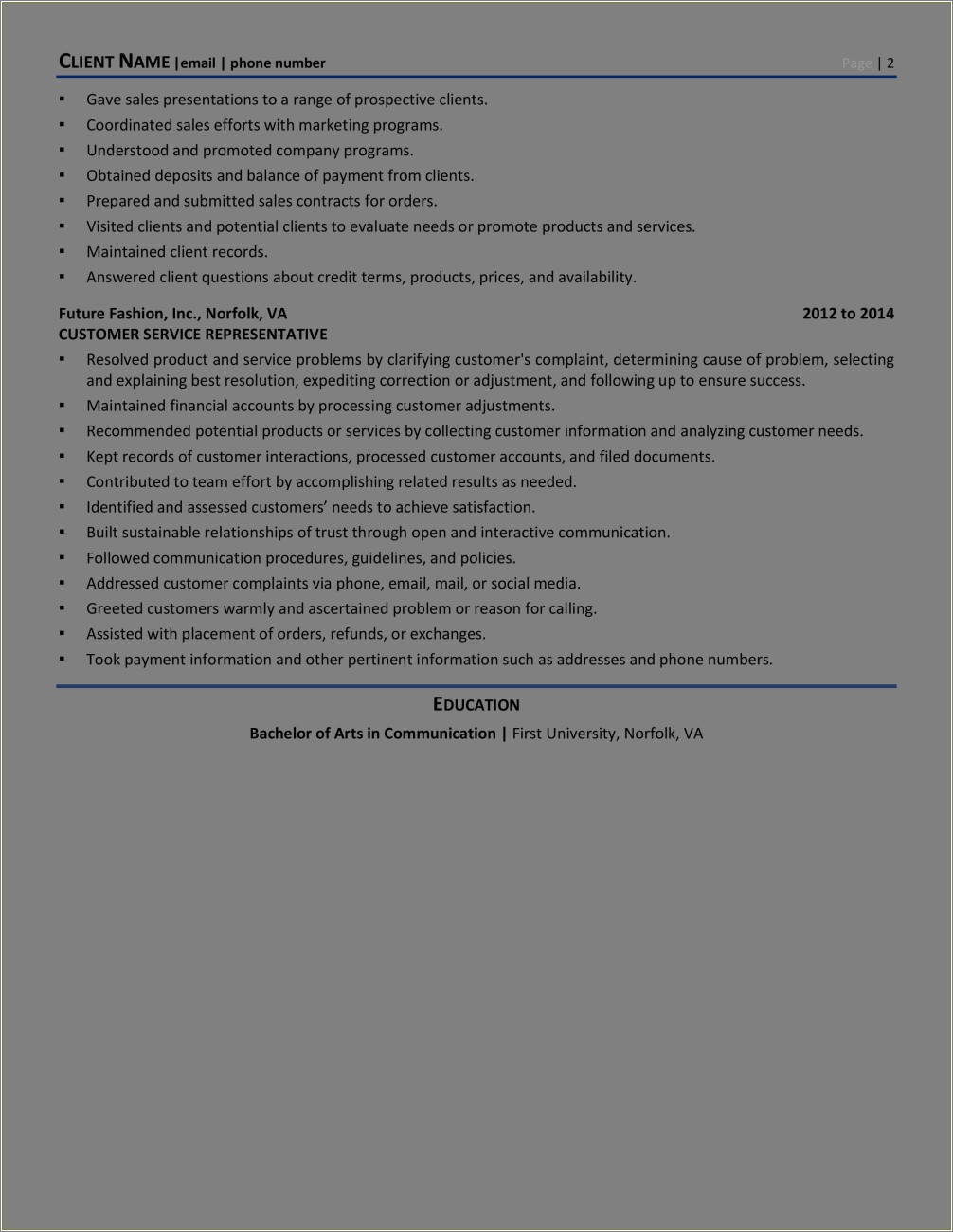 Resume Objectives For Sales Associate Position