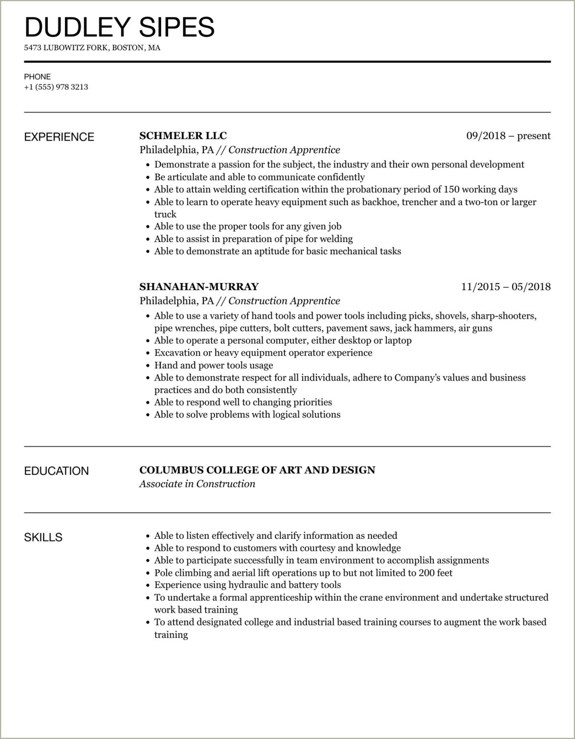 Resume Objectives To Become An Apprentice