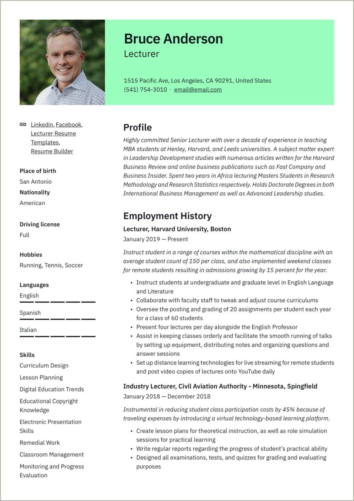 Resume Of Assistant Professor In Management