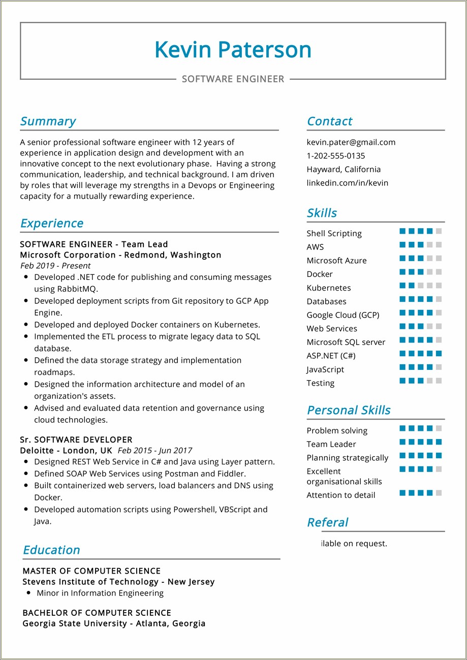 Resume Of Developer One Year Experience